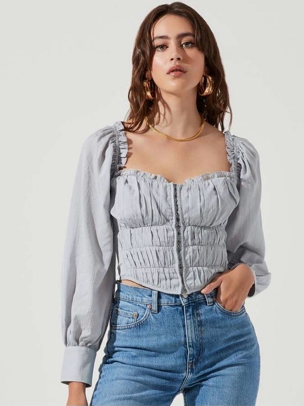 ASTR the Label Amber Top in Dusty Blue